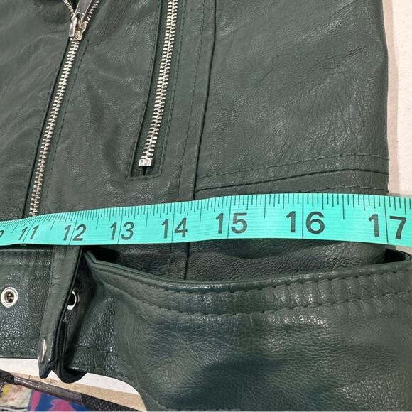 CiSono by Cavalini Green Vegan Leather Moto Jacket Medium Hunter Green Jacket - Picture 12 of 16